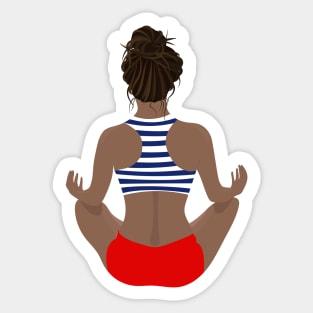 Athletic Brunette Doing Yoga Sticker